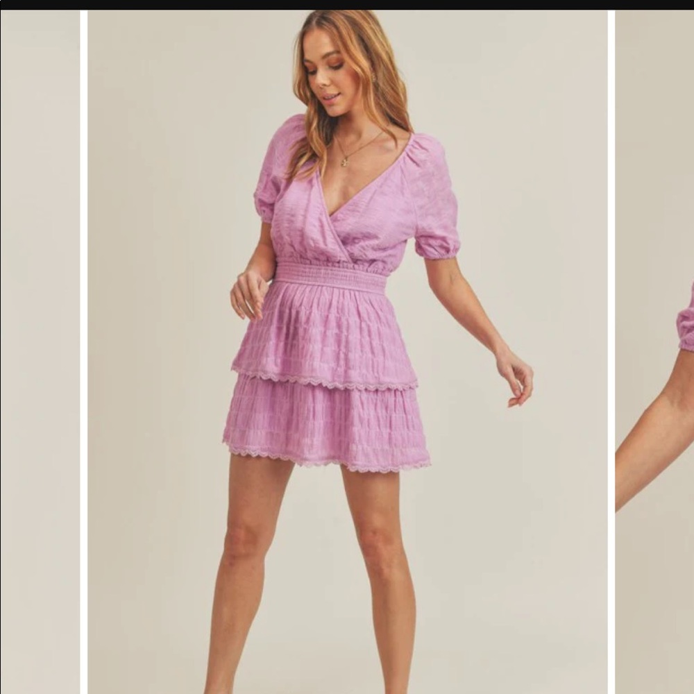 LUSH LILAC TIERED DRESS SIZE M NWT